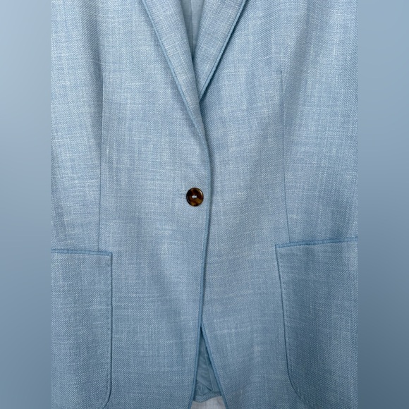 Max Mara Emy Blazer Sky Blue Silk Linen Wool – Size 8 - Picture 7 of 11